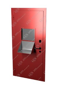 металлическая дверь с кассовым модулем, окрас hammerite
