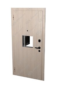 кассовая дверь с окошком и глазком, отделка ламинат